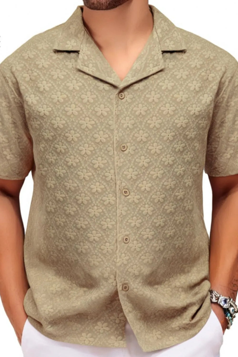 Men's Plus Size Button Down Short Sleeve Shirt - Men's Shirt's by Trendsi | Available at Handbags Specialist Headquarter