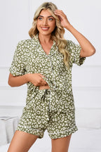 Full Size Leopard Short Sleeve Top and Shorts Lounge Set Plus Size - Sleepwear by Trendsi | Available at Handbags Specialist Headquarter