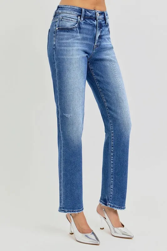 RISEN Mid Rise Ankle Tapered Jeans - Women / Jeans & Denim by Trendsi | Available at Handbags Specialist Headquarter