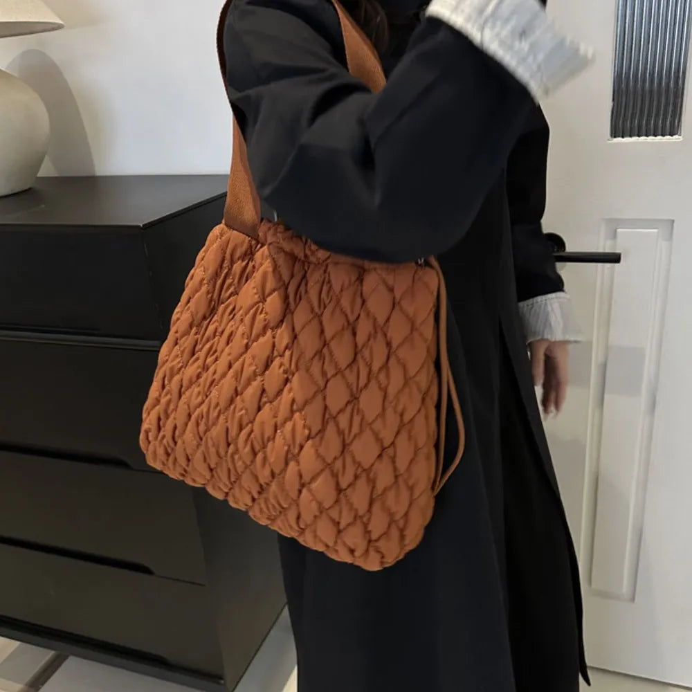 Drawstring Bubble Texture Tote Bag - Tote Bag by Trendsi | Available at Handbags Specialist Headquarter