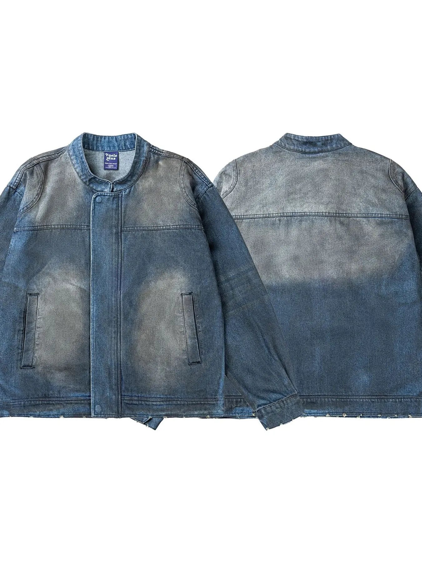 Men's Washed Denim Bomber Jacket - Men's jackets by Trendsi | Available at Handbags Specialist Headquarter