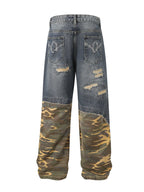 Men's Full Size Distressed Denim Jeans with Camo Patchwork Detailing Plus Size - Women / Jeans & Denim by Trendsi | Available at Handbags Specialist Headquarter