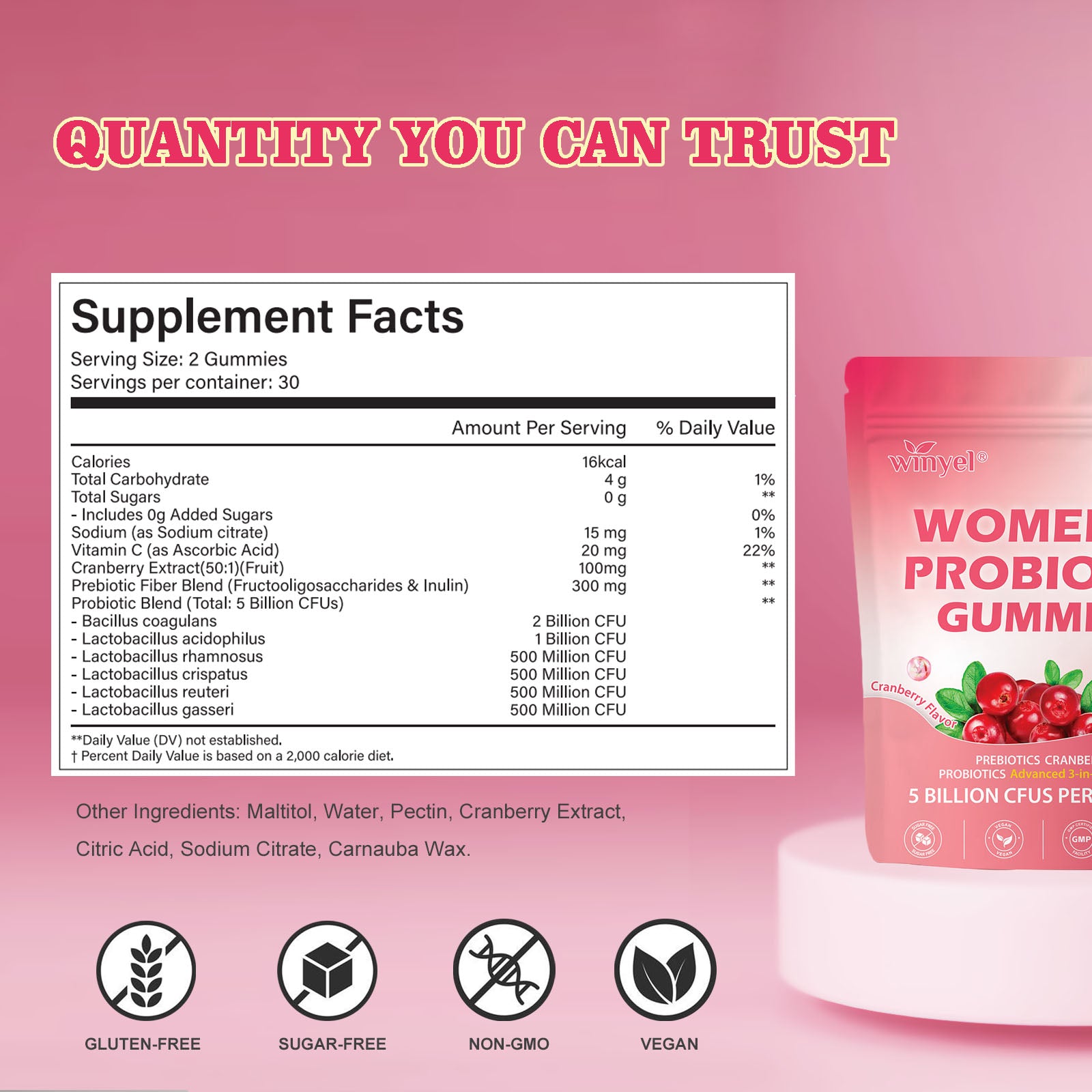 Cranberry Probiotic Gummies - 60 Vegan Pack