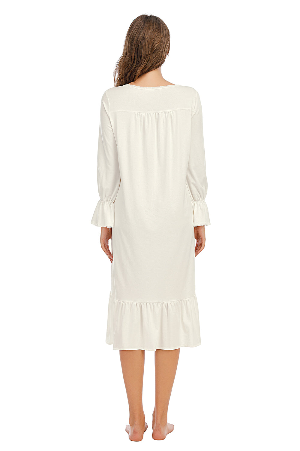 Flounce Sleeve Ruffle Hem Night Dress - Sleepwear by Trendsi | Available at Handbags Specialist Headquarter