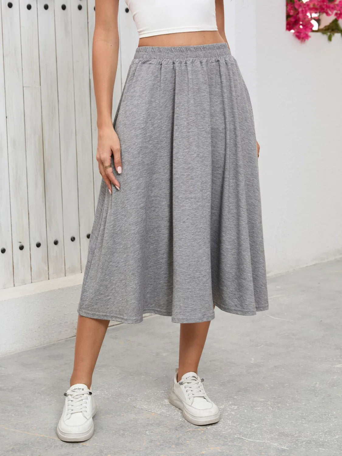 Elastic Waist Skirt With Pockets - Skirts by Trendsi | Available at Handbags Specialist Headquarter