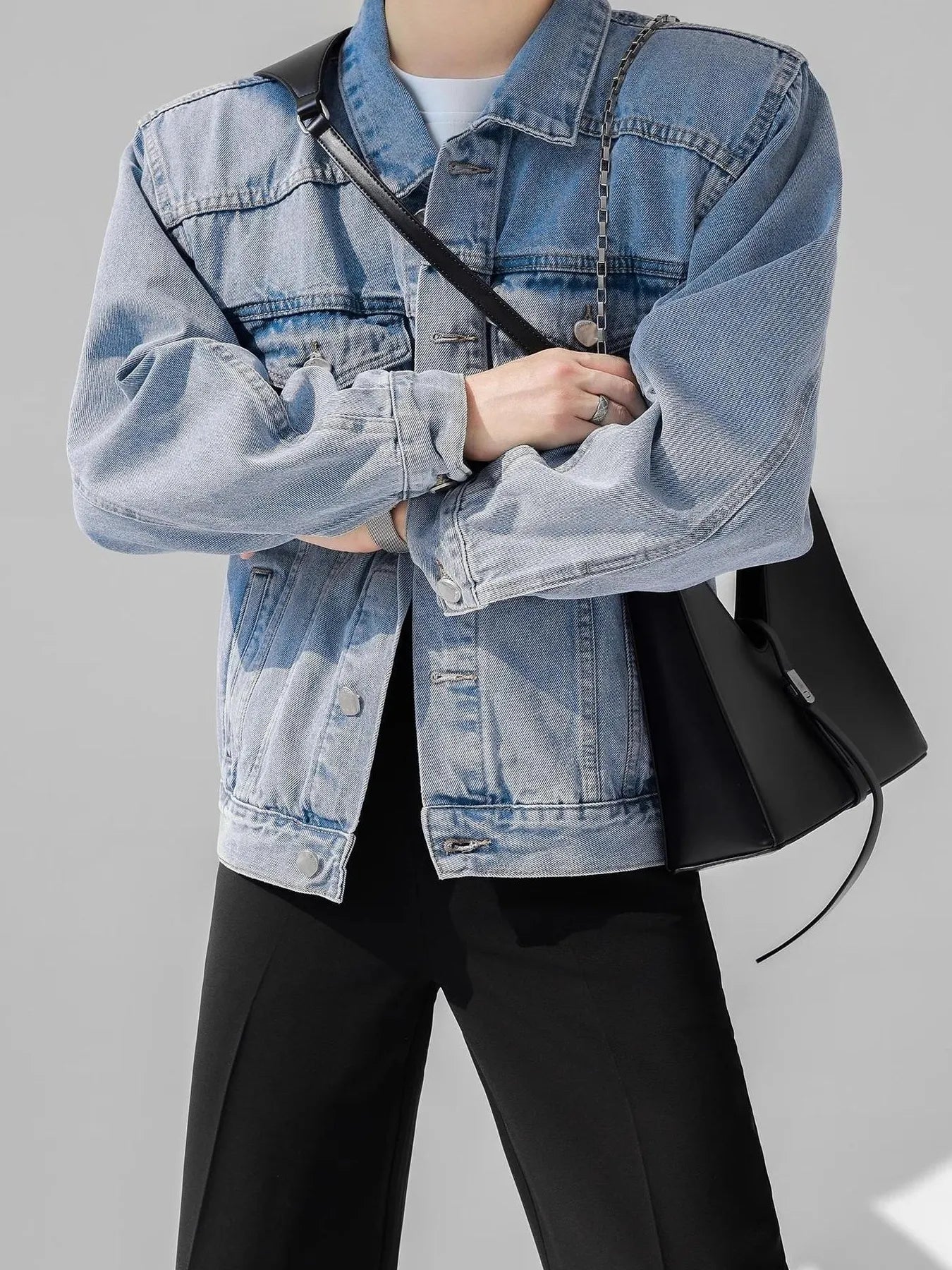 Men's Plus Size Button Up Long Sleeve Denim Jacket - Men's jackets by Trendsi | Available at Handbags Specialist Headquarter