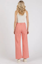 Mittoshop Twill Patch Pocket High Rise Wide Leg Pants - Women Pants by Trendsi | Available at Handbags Specialist Headquarter