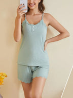 Ribbed Scoop Neck Top and Shorts Lounge Set - Sleepwear by Trendsi | Available at Handbags Specialist Headquarter