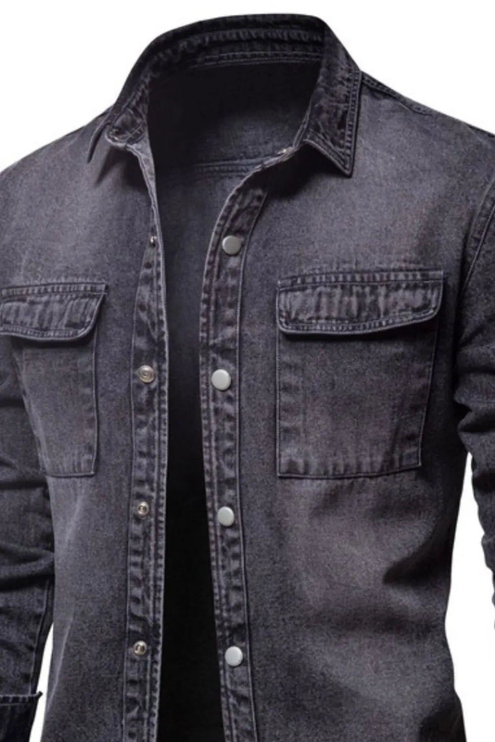 Men's Button Down Chest Pocket Denim Jacket - Men's jackets by Trendsi | Available at Handbags Specialist Headquarter