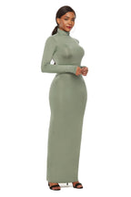 Mock Neck Long Sleeve Maxi Slim Dress - Maxi Dress by Trendsi | Available at Handbags Specialist Headquarter