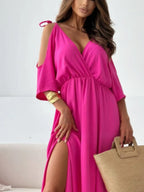 Tied Shoulder Slit Maxi Dress - Maxi Dress by Trendsi | Available at Handbags Specialist Headquarter