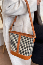 Houndstooth PU Leather Shoulder Bag - Tote Bag by Trendsi | Available at Handbags Specialist Headquarter