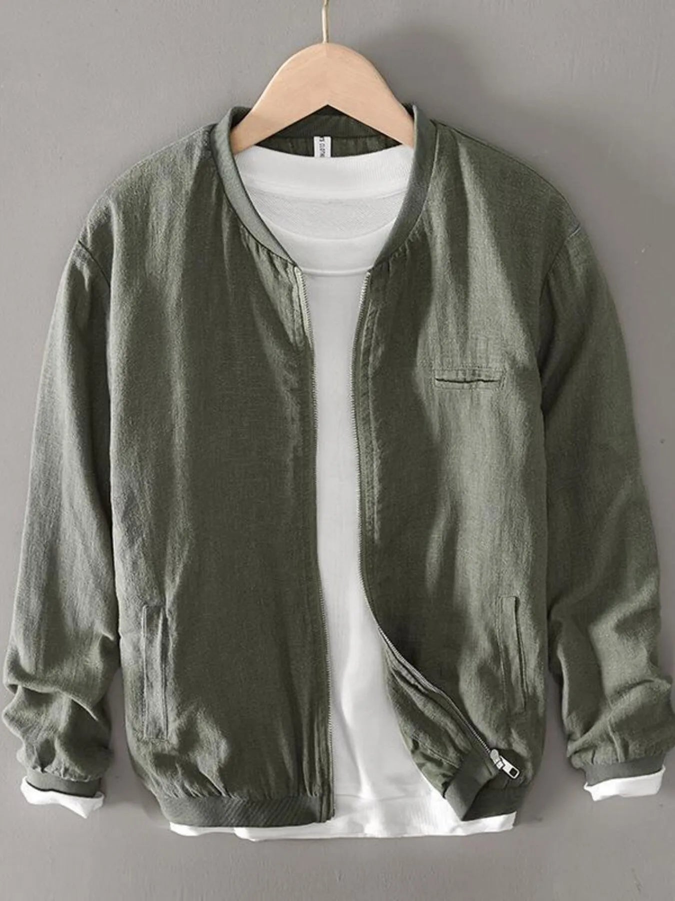 Men's Plus Size Zip Up Long Sleeve Jacket - Men's jackets by Trendsi | Available at Handbags Specialist Headquarter