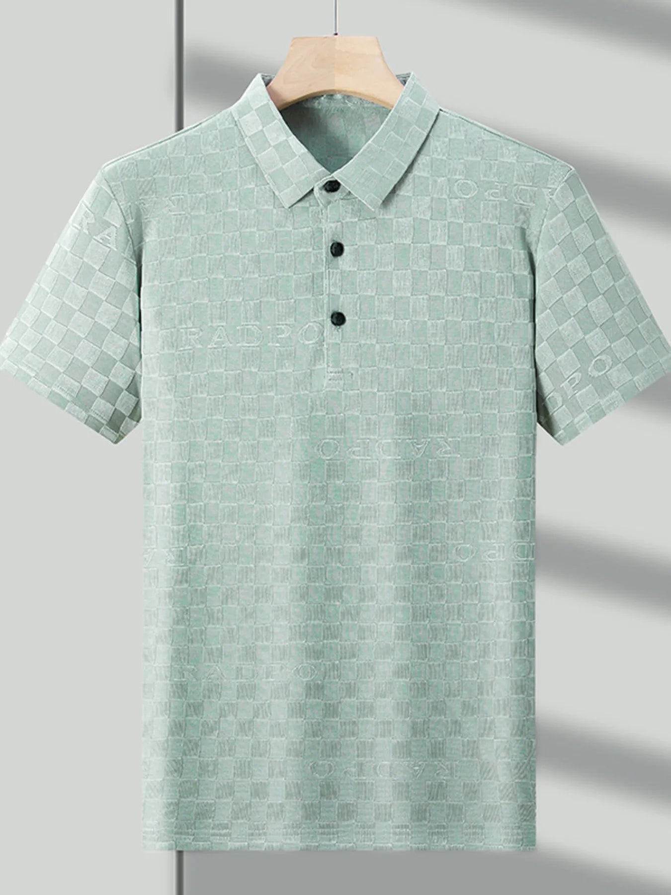 Men's Plus Size Checkered Pattern Short Sleeve Casual Polo Shirt - Men's Polo shirt by Trendsi | Available at Handbags Specialist Headquarter