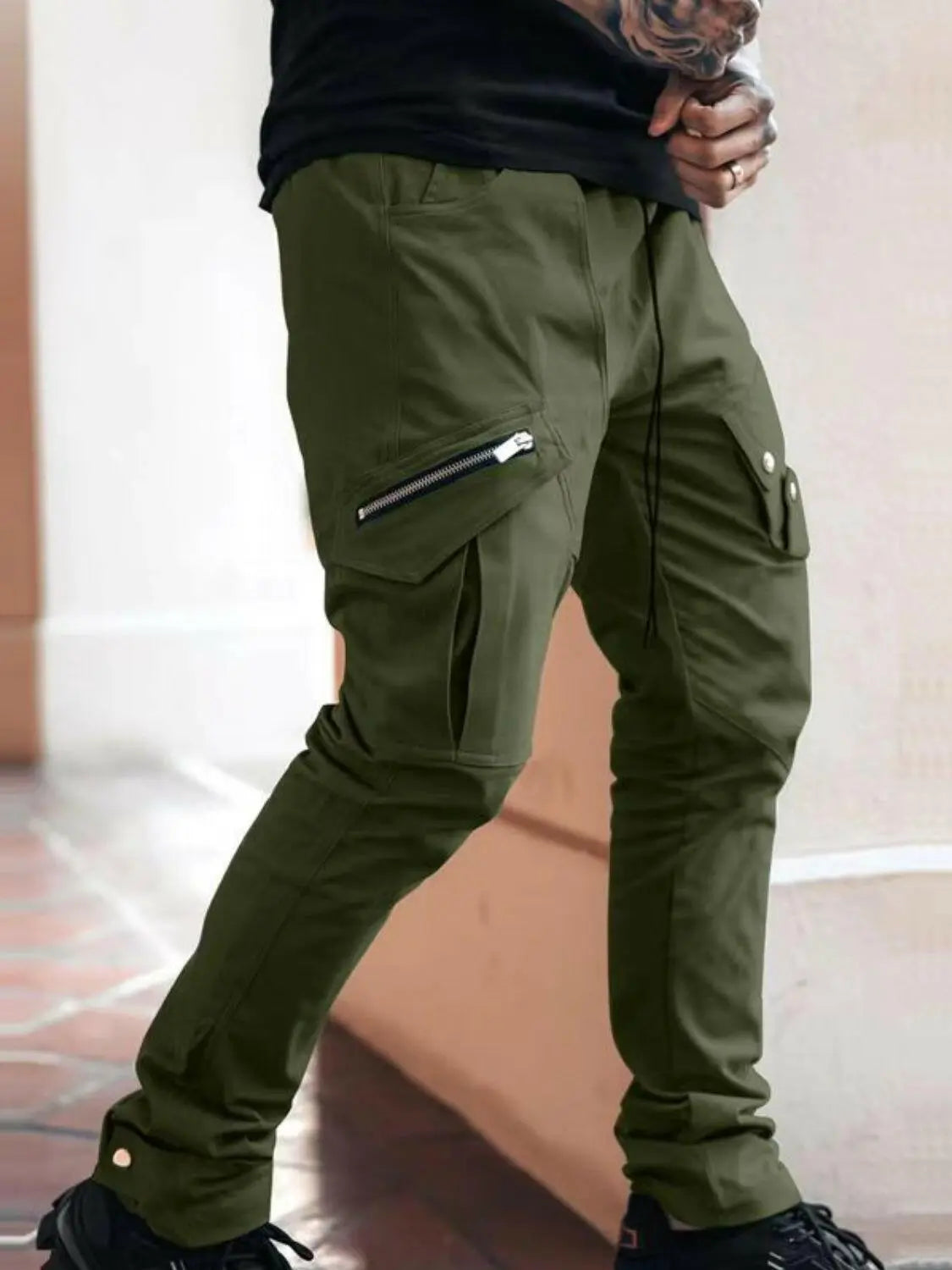 Men's Plus Size Pants with Cargo Pockets - Men's Pants by Trendsi | Available at Handbags Specialist Headquarter