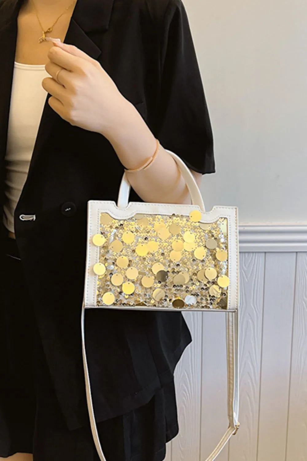 PU Leather Sequin Handbag - handbags by Trendsi | Available at Handbags Specialist Headquarter