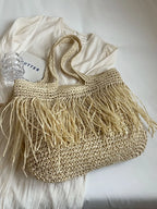 Bohemian Straw Fringe Hobo Handbag - handbags by Trendsi | Available at Handbags Specialist Headquarter