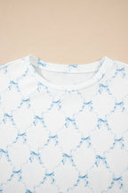 Printed Round Neck Top and Shorts Two-Piece Lounge Set - Sleepwear by Trendsi | Available at Handbags Specialist Headquarter