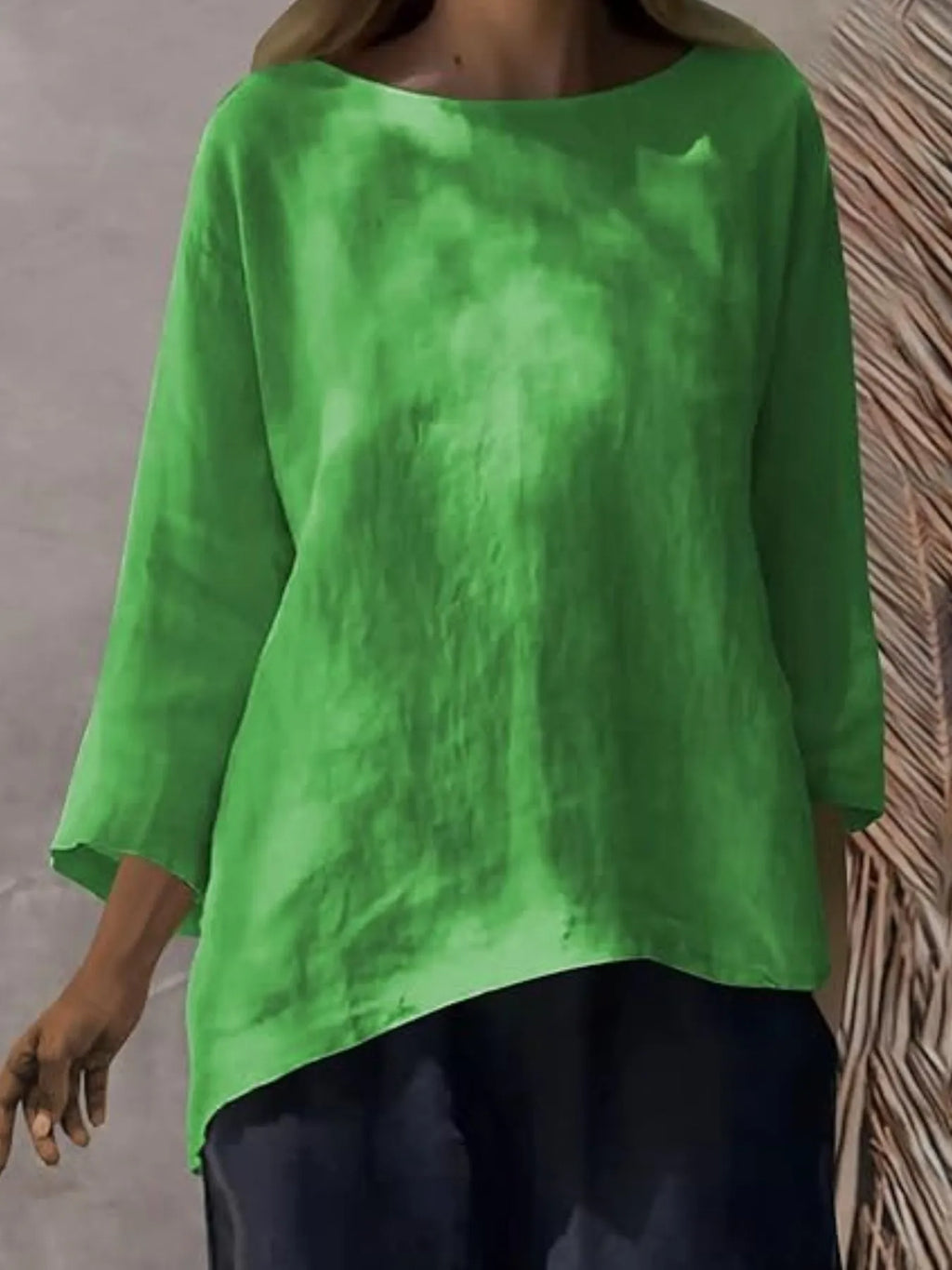 Full Size Round Neck Relaxed Fit Blouse Plus Size - Tops by Trendsi | Available at Handbags Specialist Headquarter