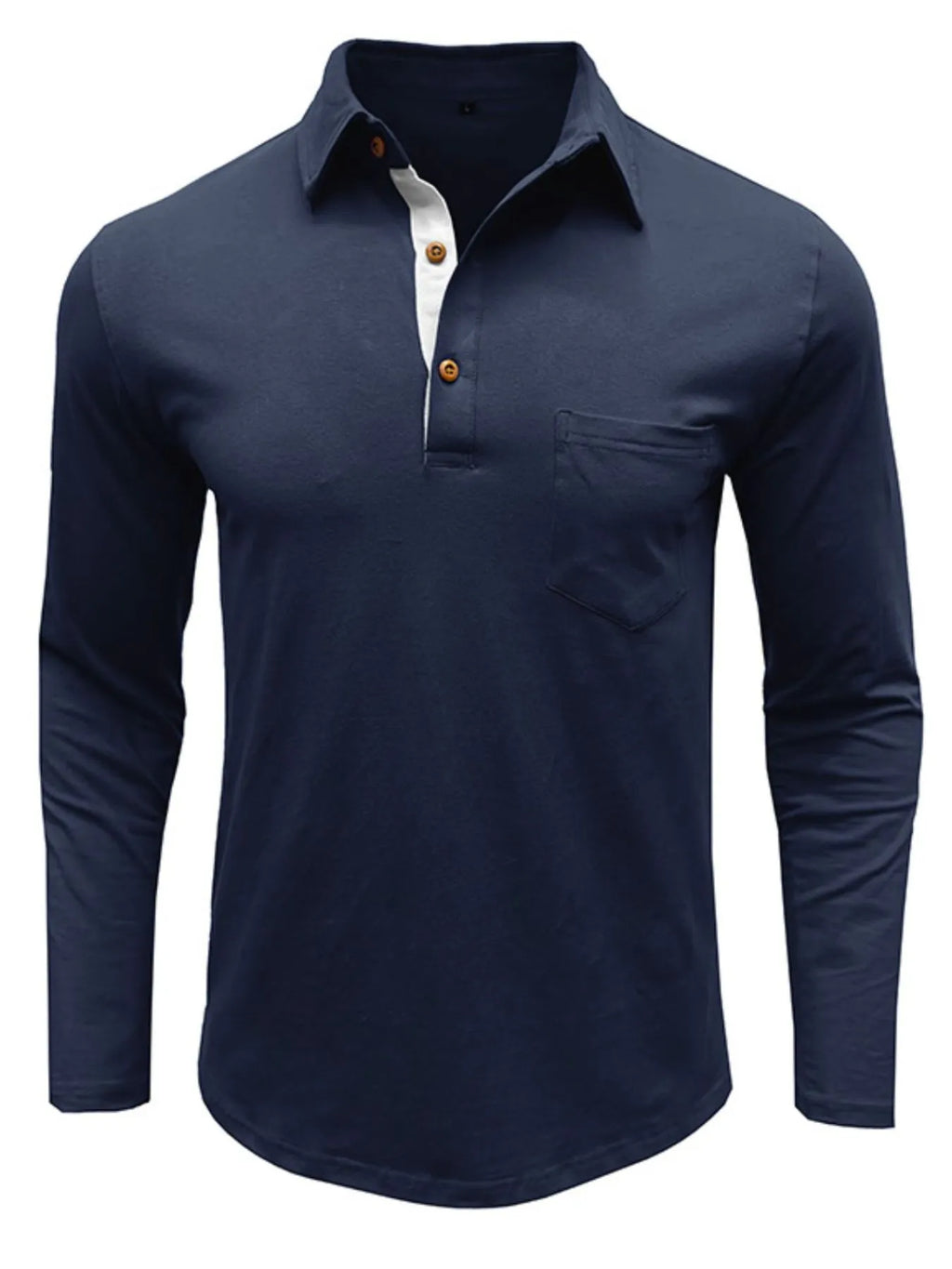Men's Long Sleeve Polo Shirt with Chest Pocket - Men's Polo shirt by Trendsi | Available at Handbags Specialist Headquarter