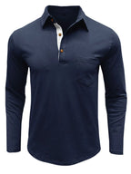 Men's Long Sleeve Polo Shirt with Chest Pocket - Men's Polo shirt by Trendsi | Available at Handbags Specialist Headquarter