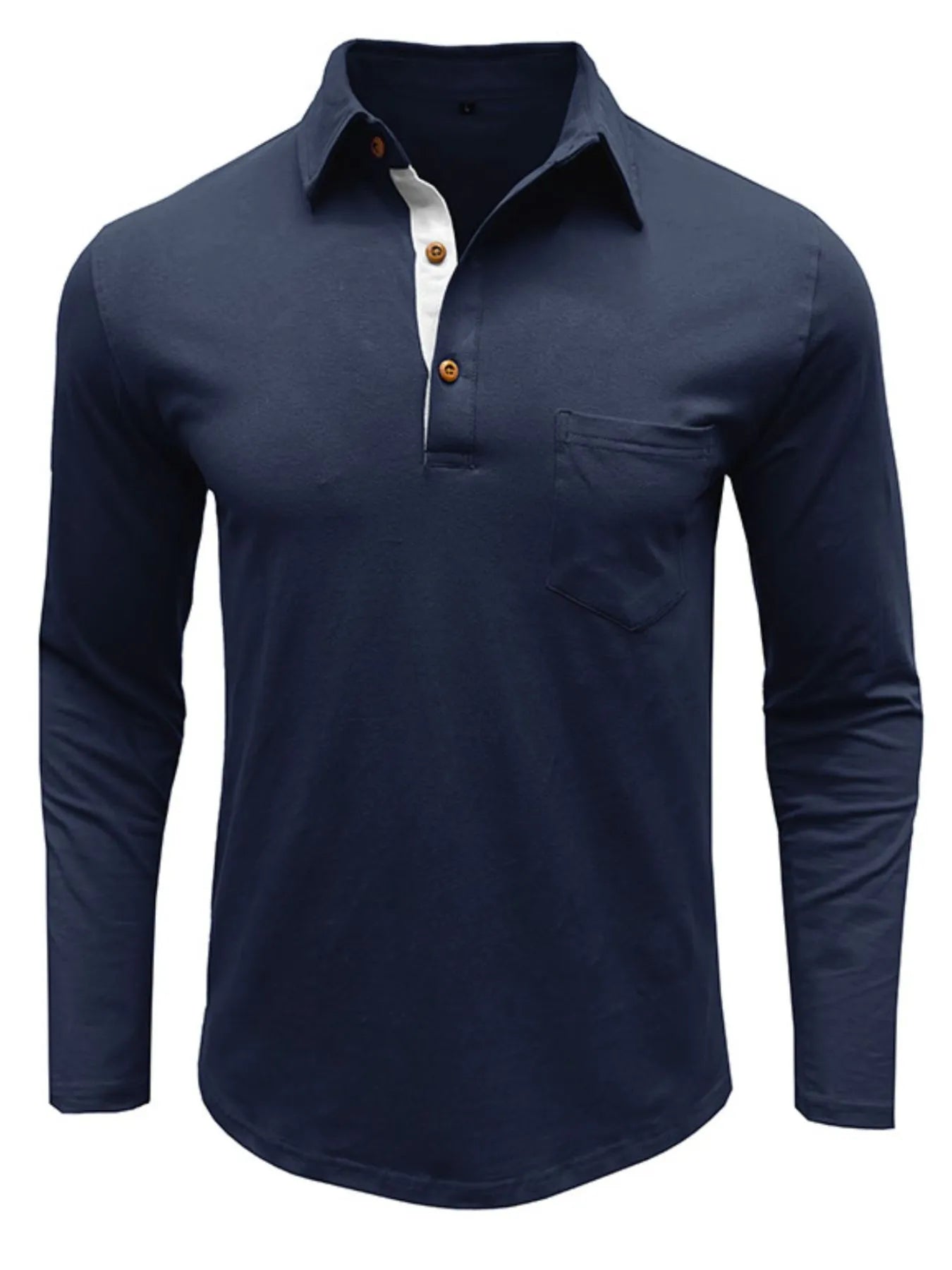 Men's Long Sleeve Polo Shirt with Chest Pocket - Men's Polo shirt by Trendsi | Available at Handbags Specialist Headquarter