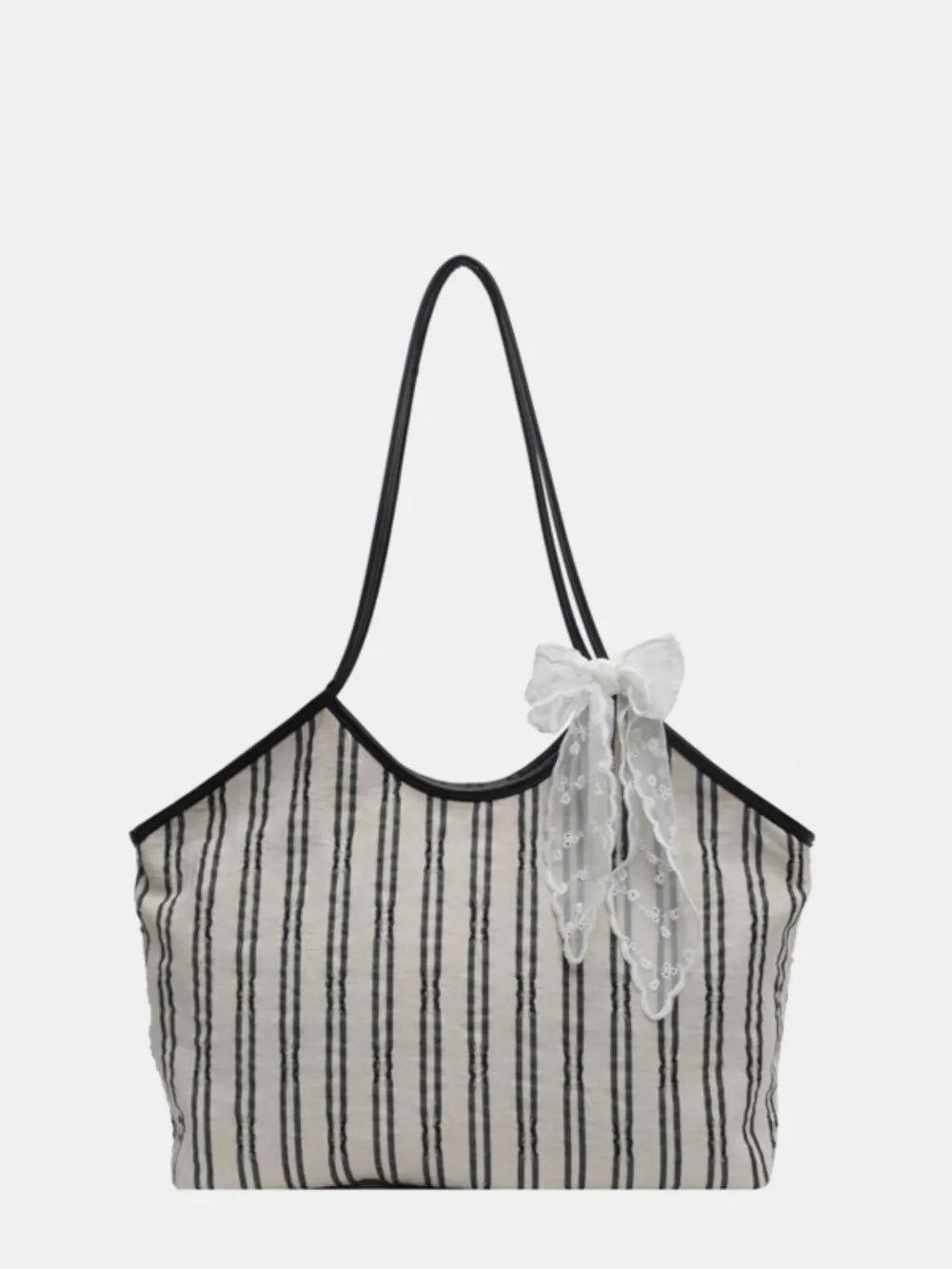 Striped Canvas Tote Bag - Tote Bag by Trendsi | Available at Handbags Specialist Headquarter