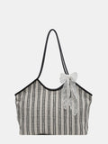 Striped Canvas Tote Bag - Tote Bag by Trendsi | Available at Handbags Specialist Headquarter