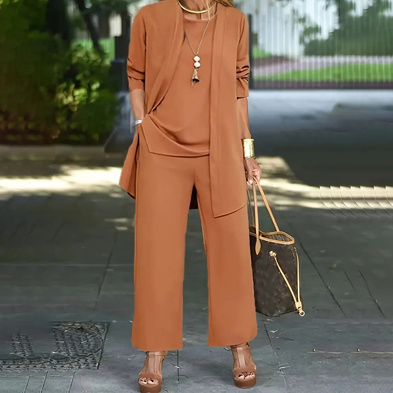 CurvyChic 3-Piece Lounge Set: Cardigan, Vest & Pants