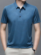 Men's Plus Size Textured Short Sleeve Polo Shirt - Men's Polo shirt by Trendsi | Available at Handbags Specialist Headquarter