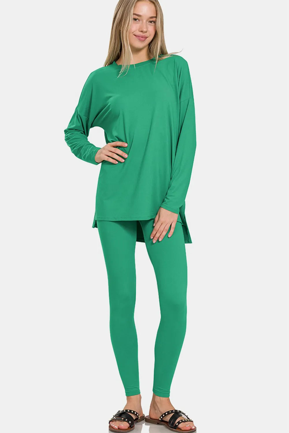Zenana Full Size Brushed Microfiber Top and Leggings Lounge Set - Sleepwear by Trendsi | Available at Handbags Specialist Headquarter