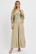 RISEN Shirring Detail Wide Leg Pants -  by Trendsi | Available at Handbags Specialist Headquarter