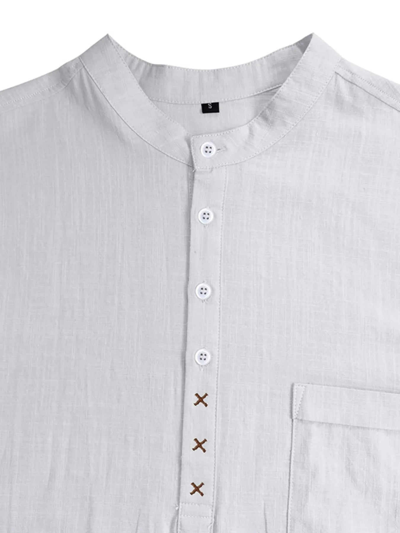 Men's Casual Collar Short Sleeve Linen Polo Shirt - Men's Polo shirt by Trendsi | Available at Handbags Specialist Headquarter
