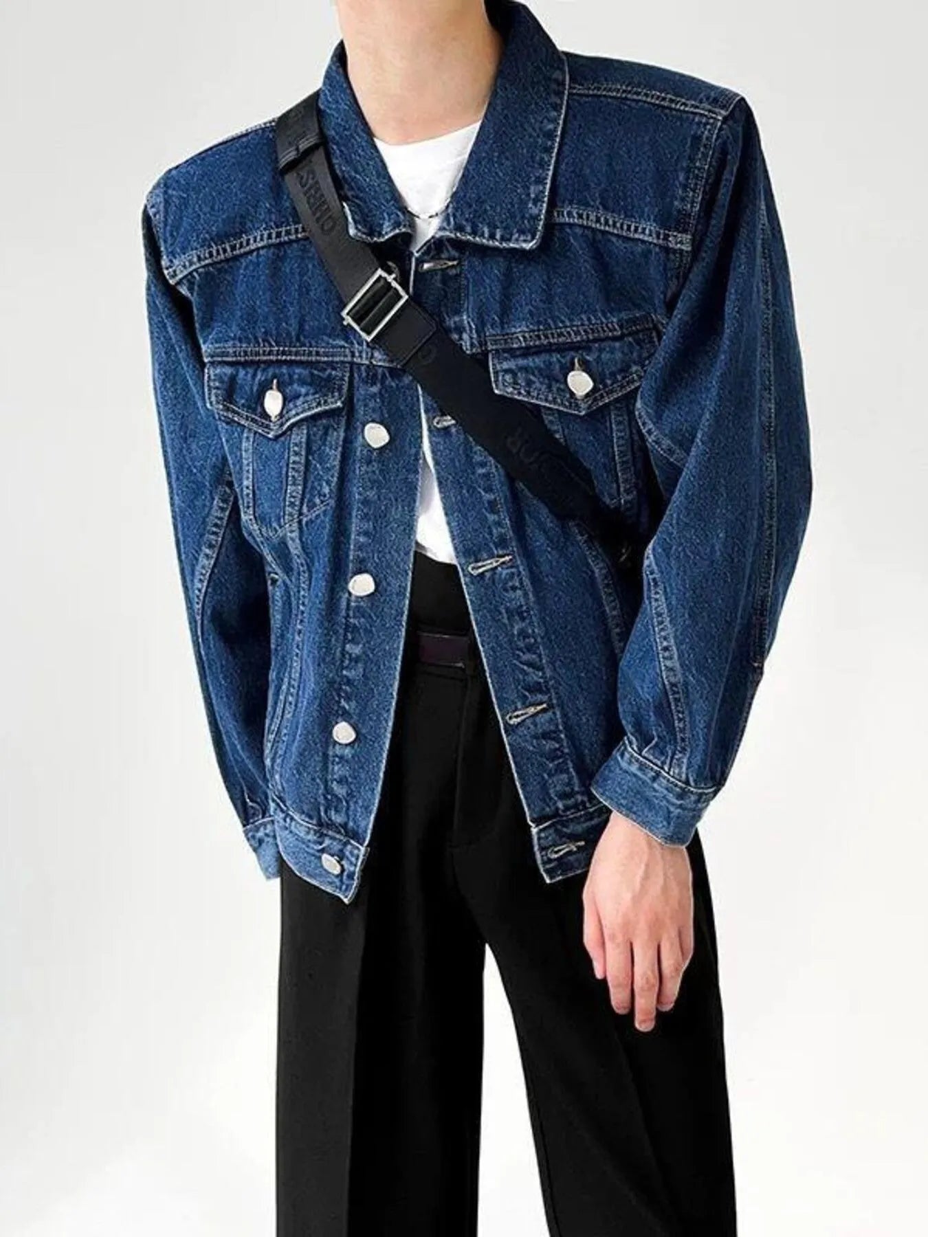 Men's Plus Size Button Up Long Sleeve Denim Jacket - Men's jackets by Trendsi | Available at Handbags Specialist Headquarter