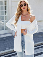 Striped Open Front Cardigan with Relaxed Fit - Tops by Trendsi | Available at Handbags Specialist Headquarter