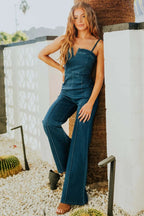 Spaghetti Strap Wide Leg Denim Jumpsuit - Women / Jeans & Denim by Trendsi | Available at Handbags Specialist Headquarter