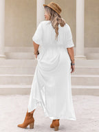 Plus Size Round Neck Half Sleeve Dress - Dresses by Trendsi | Available at Handbags Specialist Headquarter