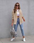 Autumn Breeze Ripped Shirt Jacket - Women's Fashion Jacket