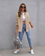 Autumn Breeze Ripped Shirt Jacket - Women's Fashion Jacket