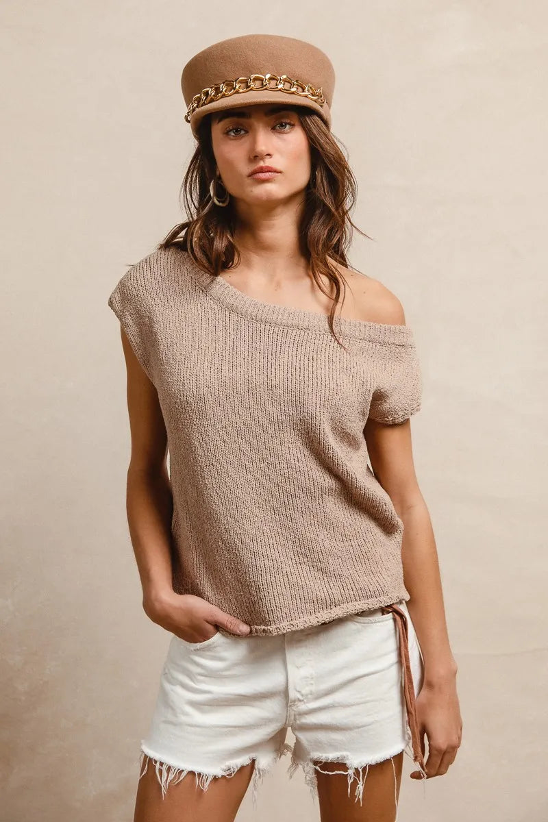 BiBi One Side Off Shoulder Knit Top - Tops by Trendsi | Available at Handbags Specialist Headquarter