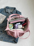 Corduroy Solid Large Tote Bag - Tote Bag by Trendsi | Available at Handbags Specialist Headquarter