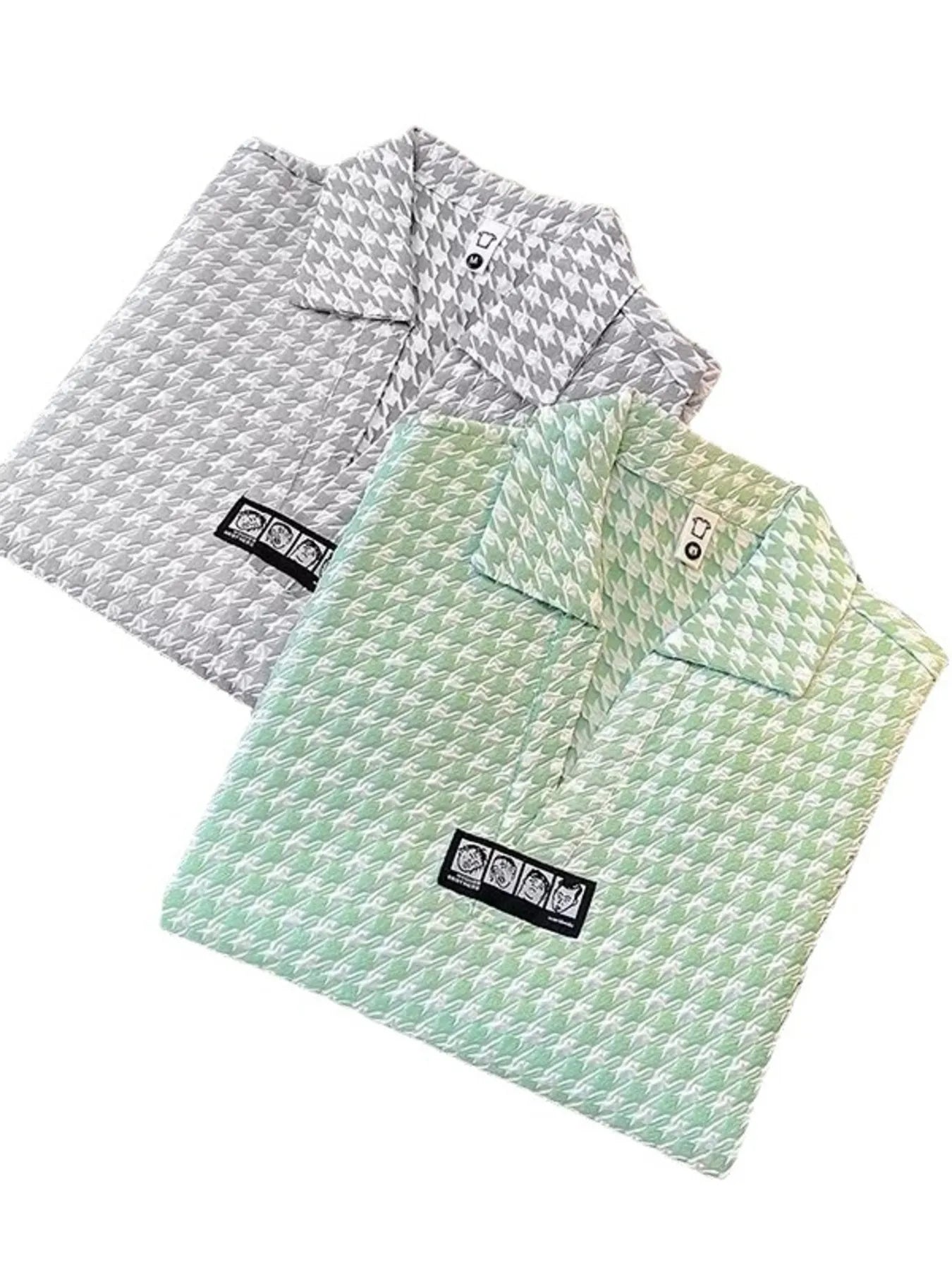 Men's Plus Size Houndstooth Pattern Short Sleeve Polo Shirt - Men's Polo shirt by Trendsi | Available at Handbags Specialist Headquarter