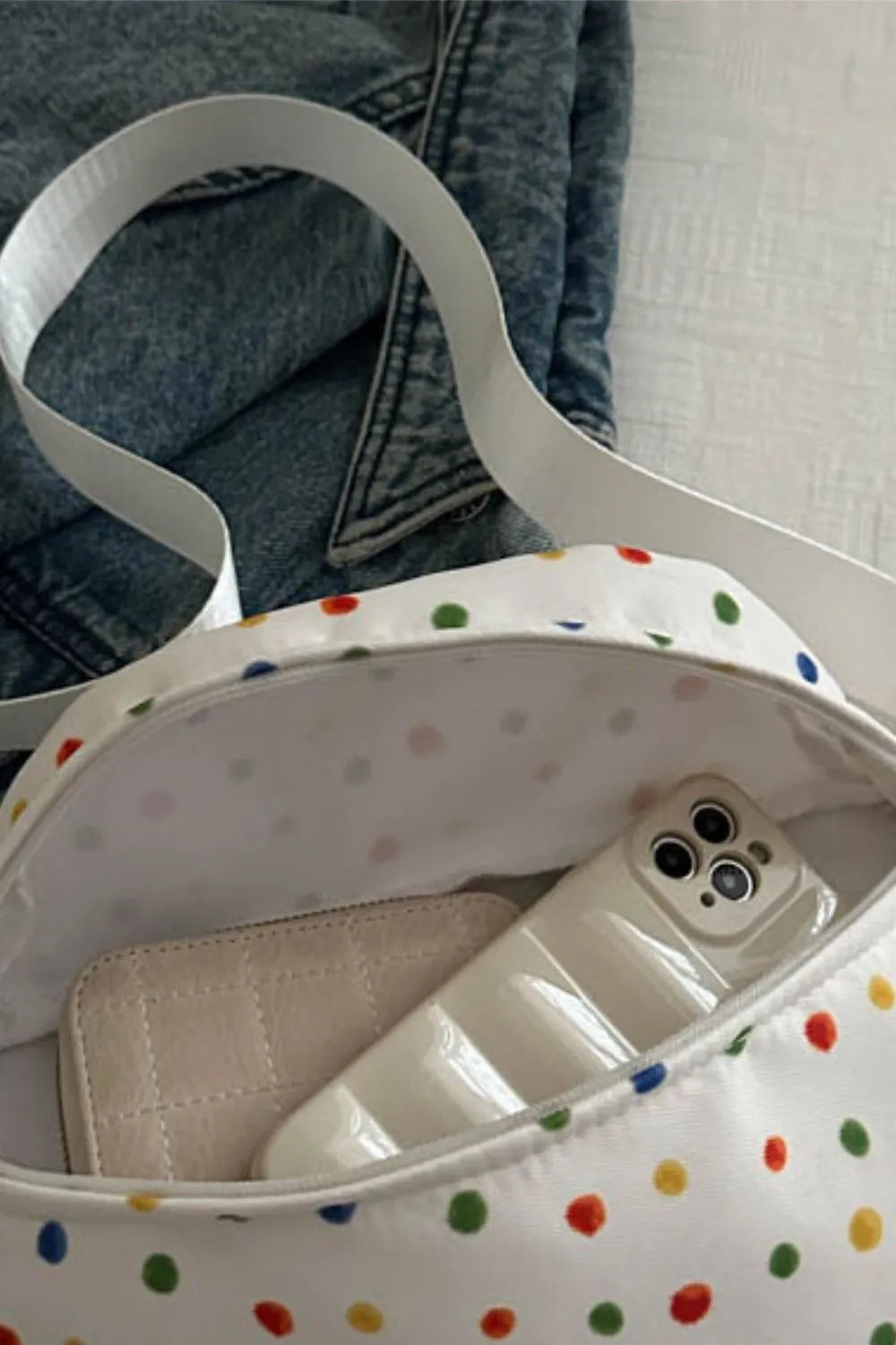 Contrast Polka Dot Crossbody Bag - Handbags by Trendsi | Available at Handbags Specialist Headquarter