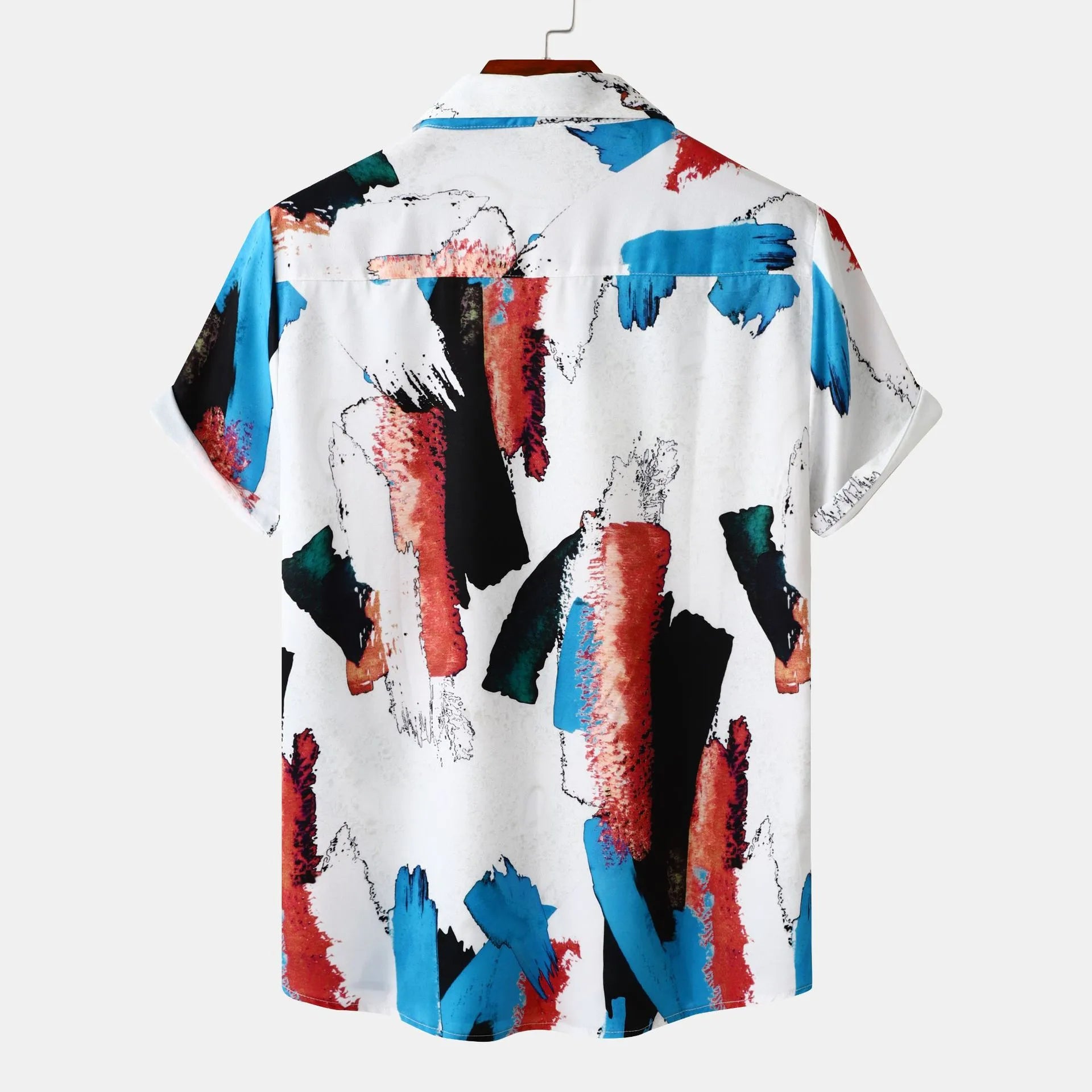 Men's Plus Size Abstract Print Short Sleeve Button-Down Casual Shirt - mens-shirts by Trendsi | Available at Handbags Specialist Headquarter