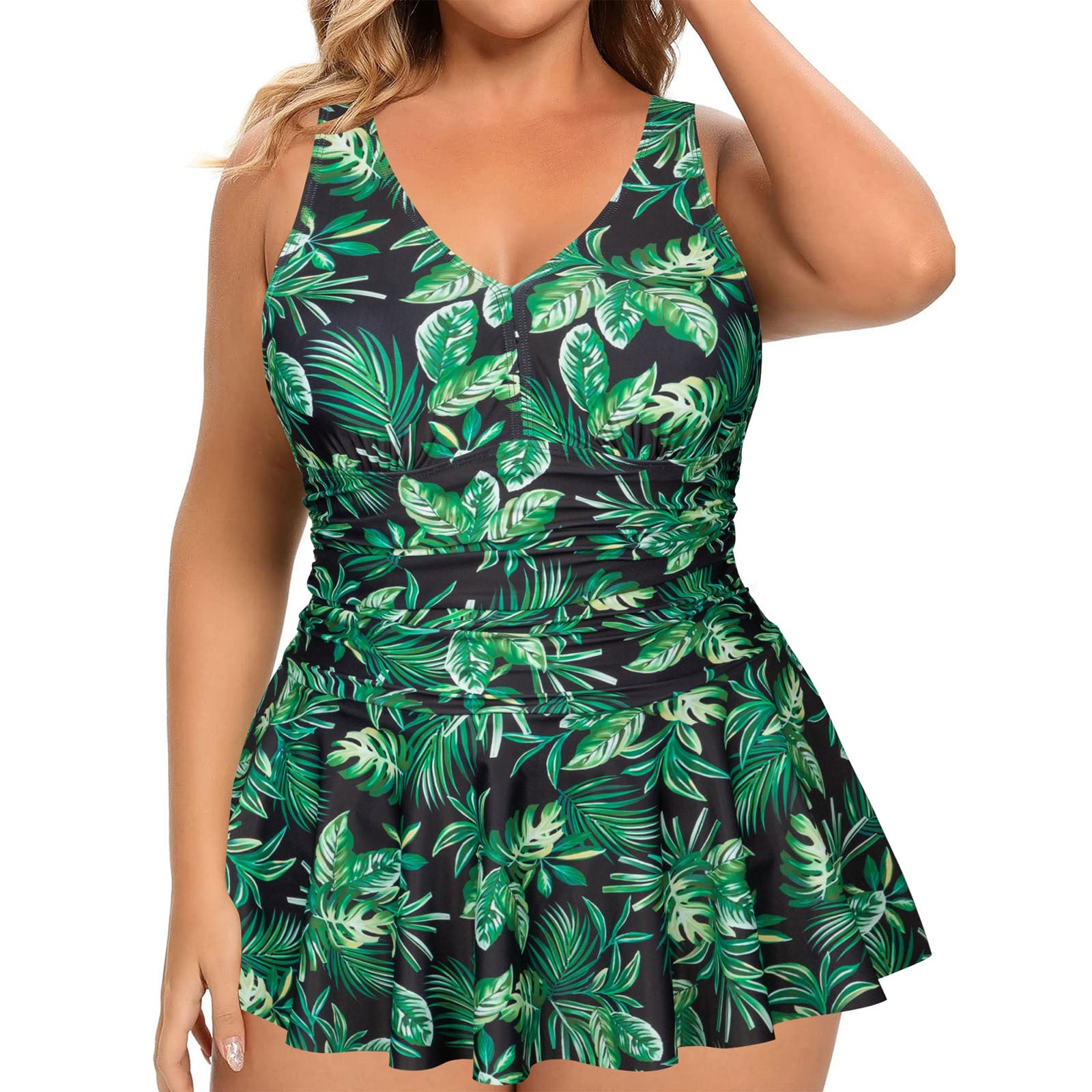 Plus Size Printed Swimsuit Dress