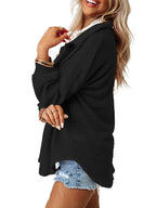 Waffle Knit Button-Down Shirt - Tops by Trendsi | Available at Handbags Specialist Headquarter