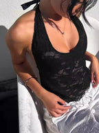 Lace Halter Neck Cami Top - Tops by Trendsi | Available at Handbags Specialist Headquarter