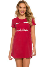 Graphic Round Neck Short Sleeve Lounge Dress - Sleepwear by Trendsi | Available at Handbags Specialist Headquarter