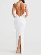 Backless Slit Sleeveless Bodycon Maxi Dress - Maxi Dress by Trendsi | Available at Handbags Specialist Headquarter