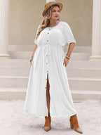 Plus Size Round Neck Half Sleeve Dress - Dresses by Trendsi | Available at Handbags Specialist Headquarter